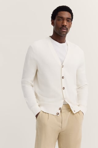 Bugatti Herren Cardigan mit V-Ausschnitt und Ripp-Struktur