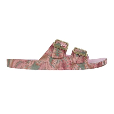 Biba Womens/Ladies Biba Double Strap Sliders (Pink/Green)