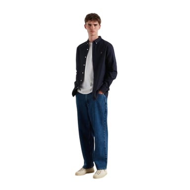 Farah Mens Milners Oxford Long-Sleeved Button-Down Shirt (Navy Marl Marl)