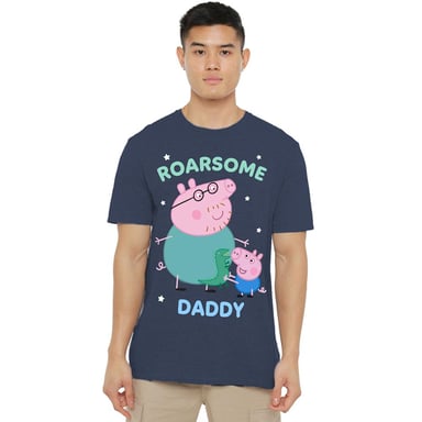 Peppa Pig Unisex Adult Roarsome Daddy Pig T-Shirt (Heather Navy)