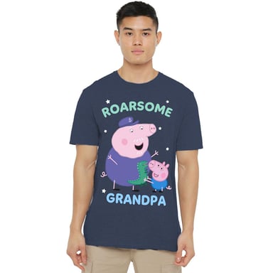 Peppa Pig Unisex Adult Roarsome Grandpa Pig T-Shirt (Heather Navy)