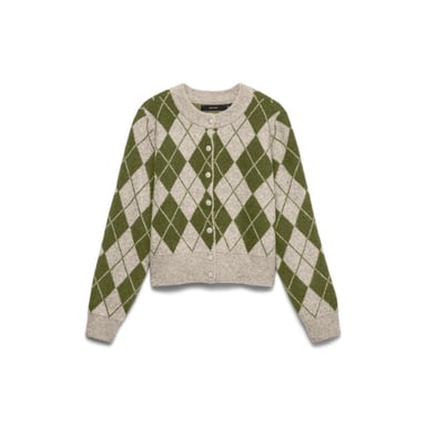 Vero Moda vmhalo ls o-neck argyle cardigan bo 10349316 birch pattern sphagnum