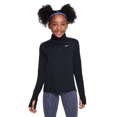 Nike Girls Dri-FIT Half Zip Long-Sleeved Top (Black)