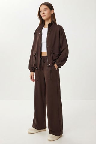 Pocket Detail Jacket & Wide Leg Pants Two-Piece Set