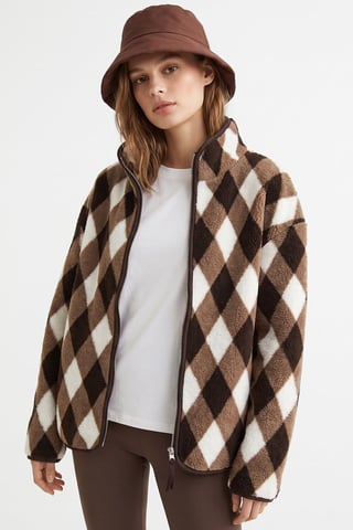 Women's Geometric Zipper Collar Sweatshirt