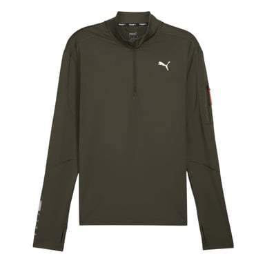 Puma Mens Cloudspun Quarter Zip Long-Sleeved Top (Dark Olive)
