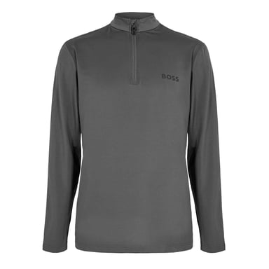 Boss Mens Performance Quarter Zip Long-Sleeved Top (Grey)