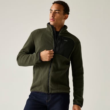 Regatta Mens Frankie Borg Fleece Jacket (Dark Khaki/Black)