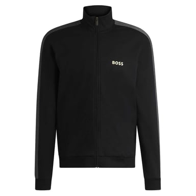 Boss Mens Mock Neck Track Jacket (Black/Gold)