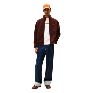 Tommy Jeans Mens Teddy Fleece Regular Fleece Jacket (Brown)
