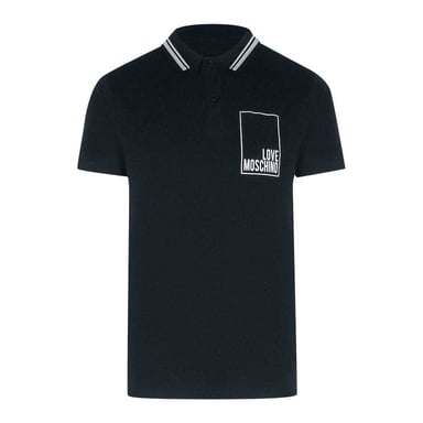 Love Moschino Mens Box Logo Cotton Polo Shirt (Navy Blue)