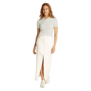 Tommy Jeans Womens/Ladies Crop Shirred Slim Polo Shirt (Ecru)