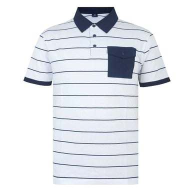 Giorgio Mens Striped Pocket Polo Shirt (White/Navy)