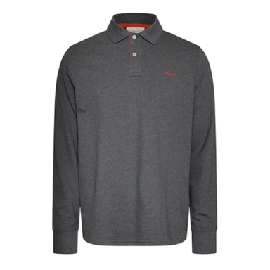 Gant Mens Contrast Pique Long-Sleeved Polo Shirt (Antracite)