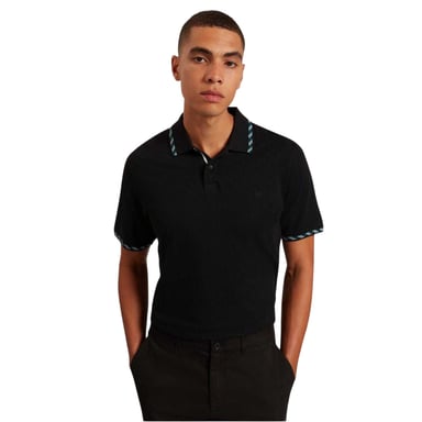 Ted Baker Mens Jacquard Short-Sleeved Polo Shirt (Black)