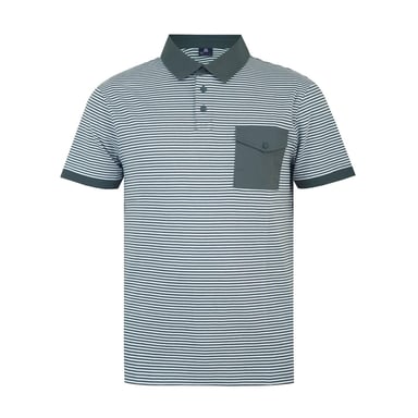 Giorgio Mens Striped Pocket Polo Shirt (Charcoal/White)