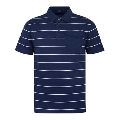 Giorgio Mens Striped Pocket Polo Shirt (Navy/White)