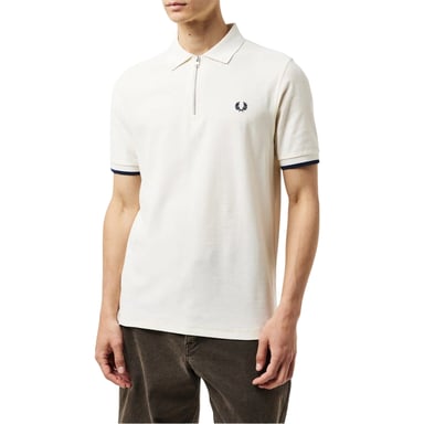 Fred Perry Mens Zip Neck Polo Shirt (Ecru/Black)