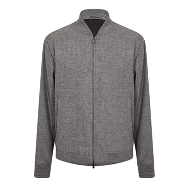 Boss Mens Patterned Ribbed Cuff Regular Bomber Jacket (Silver)
