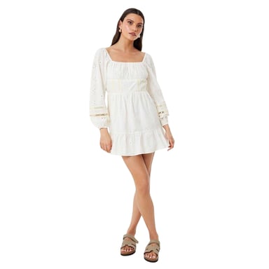 Jack Wills Womens/Ladies Boho Broderie Long-Sleeved Mini Dress (Vintage White)