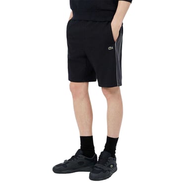Lacoste Mens Fleece Side Stripe Shorts (Black)