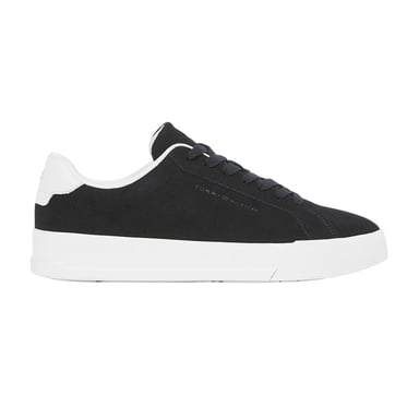 Tommy Hilfiger Mens Pebble Grain Court Leather Trainers (Black/White)
