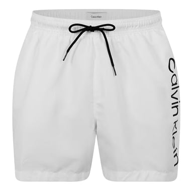 Calvin Klein Mens Logo Polyester Swim Shorts (Off White)