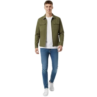 Jack Wills Mens Shire Utility Full Zip Overshirt (Olive)