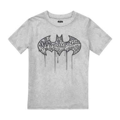Batman Boys Logo Graffiti T-Shirt (Heather Grey)