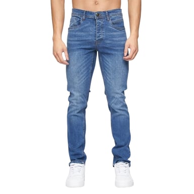 Crosshatch Mens Plain Slim Jeans (Stone Wash)