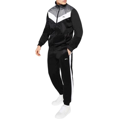 Slazenger Mens Chevron Lightweight Tracksuit Set (Black/Charcoal)