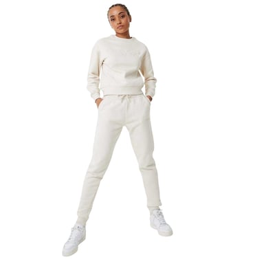 USA Pro Womens/Ladies Cotton Blend Adjustable Waist Classic Joggers (Cream)