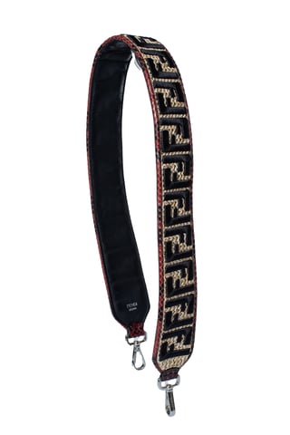 Fendi, raffia and python leather shoulder strap