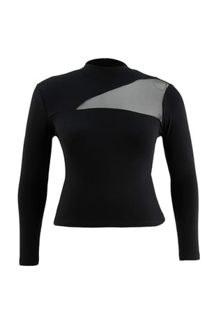Trendyol Curve Women's Black Plain Long Fitted Plus Size Blouses