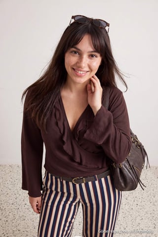 Trendyol Curve Women's Brown Plain Long Fitted Plus Size Blouses