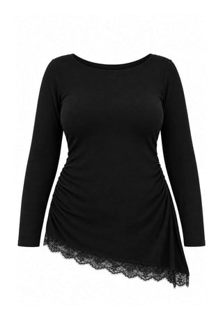 Trendyol Curve Women's Black Plain Long Fitted Plus Size Blouses