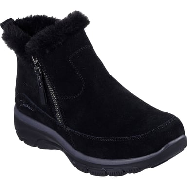 Skechers Easy Going Cool Zip! Leather Women's Black Winter Ankle Boots