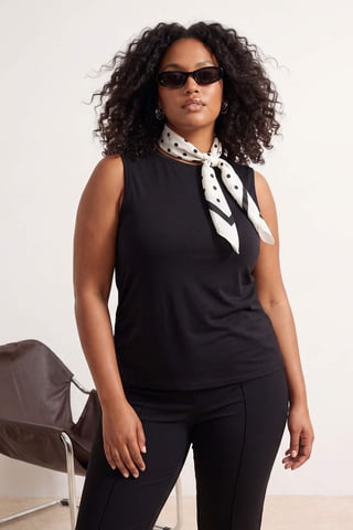 Trendyol Curve Women's Black Plain Sleeveless Fitted Plus Size Blouses