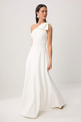 TRENDYOLMİLLA Women's White Plain Maxi Sleeveless Graduation / Prom A-line Evening & Prom Dress