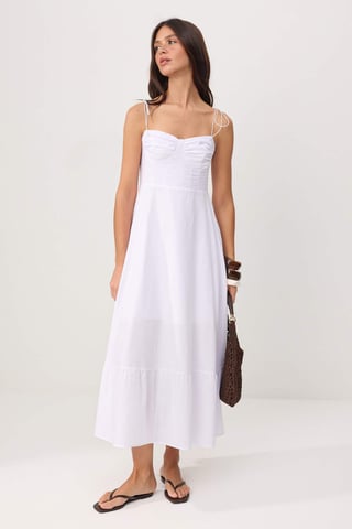 TRENDYOLMİLLA Women's White Plain Maxi Sleeveless Evening / Daily A-line Dresses