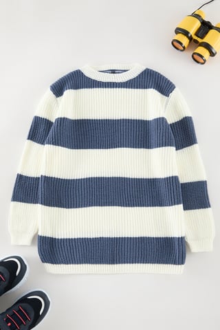 TRENDYOLKIDS Boys Ecru Color block Long Regular fit Sweaters