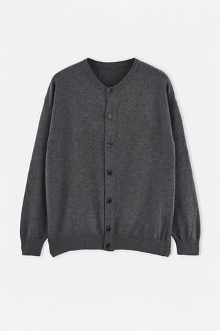 TRENDYOL MAN Men's Gray Plain Long Oversize Cardigans