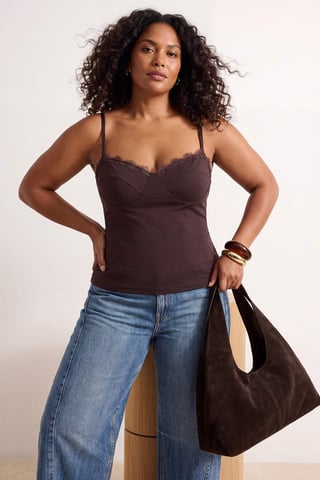 Trendyol Curve Women's Brown Plain Sleeveless Fitted Plus Size Blouses