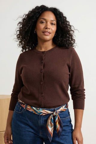 Trendyol Curve Dam Brun Enfärgad Lång Regular fit Plus size Koftor