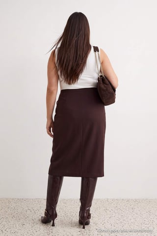 Trendyol Curve Women's Brown Plain Maxi Sleeveless A-line Plus Size Dress