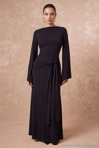 TRENDYOLMİLLA Women's Black Plain Maxi Long A-line Dresses