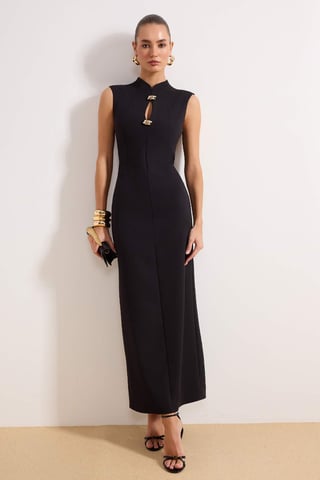 TRENDYOLMİLLA Women's Black Plain Maxi Sleeveless Stylish/Night Shift Evening & Prom Dress
