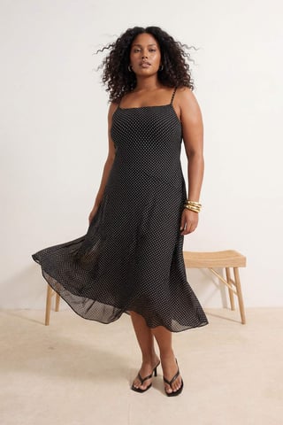 Trendyol Curve Women's Black Plaid Maxi Sleeveless Casual A-line Plus Size Dress