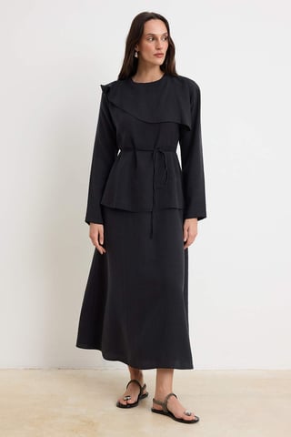 Trendyol Modest Women's Black Plain Maxi Long Casual Skater Modest Dresses