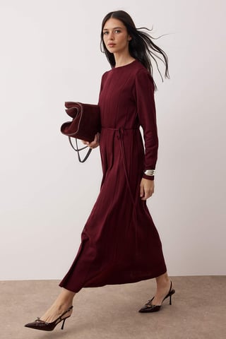 Trendyol Modest Women's Purple Plain Maxi Long Casual A-line Modest Dresses